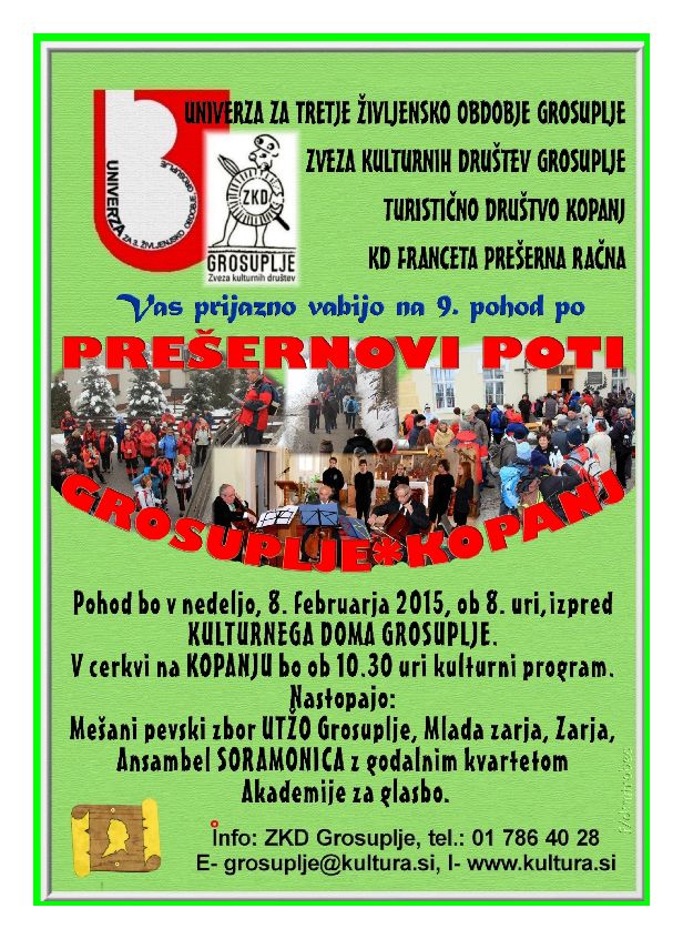 Plakat za pohod po Prešernovi poti